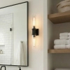 Lampa ścienna góra-dół QUINCY czarny szklany metalowy E27 2-punktowy nad lustro W02873BK
