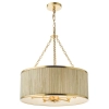 Drewniana wisząca lampa Fenella FEN0535 lniana trawa morska złoty