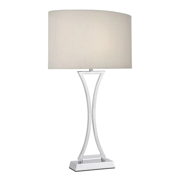 Nocna lampka na stolik Oporto OPO4150 tkaninowa chrom kremowa
