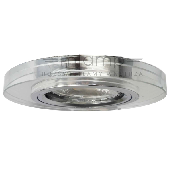 Wpust LAMPA sufitowa VIDI ROUND 11G-S/CH + OP040 INQ okrągła OPRAWA podtynkowa OCZKO szklane do zabudowy chrom