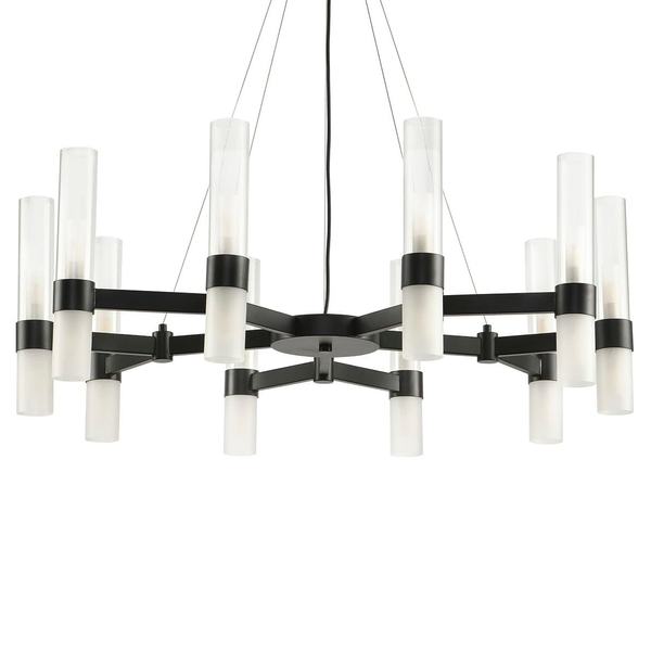 Nowoczesny żyrandol do salonu Candela DN1505-10 black Step szklane czarne