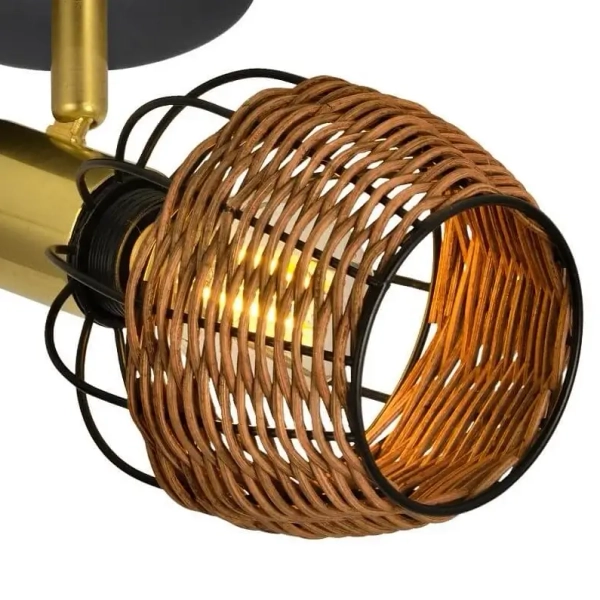 Rattanowy spot ścienny Copa druciana lampa brązowa czarna