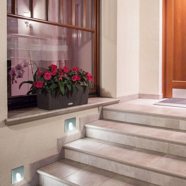 Podtynkowa LAMPA schodowa ESPO 309242 Polux zewnętrzna OPRAWA do zabudowy LED 3W 4000K kwadratowa IP54 szczotkowany srebrny