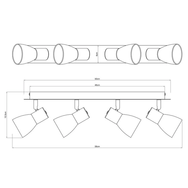 Kierunkowy spot sufitowy Claude 54307-4 czarny przydymiony