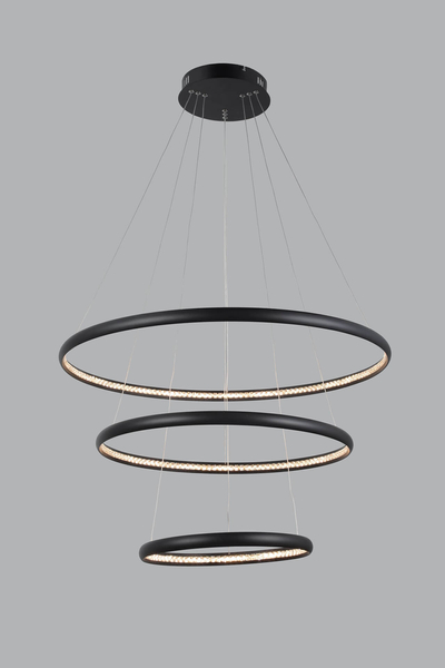 Lampa wisząca glamour Brighton pierścienie LED 55W 3000K czarne