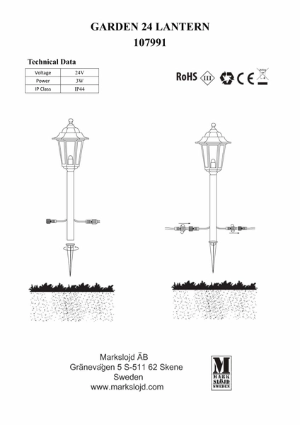 Gruntowa lampa industrialna Garden latarnia LED 3W czarna