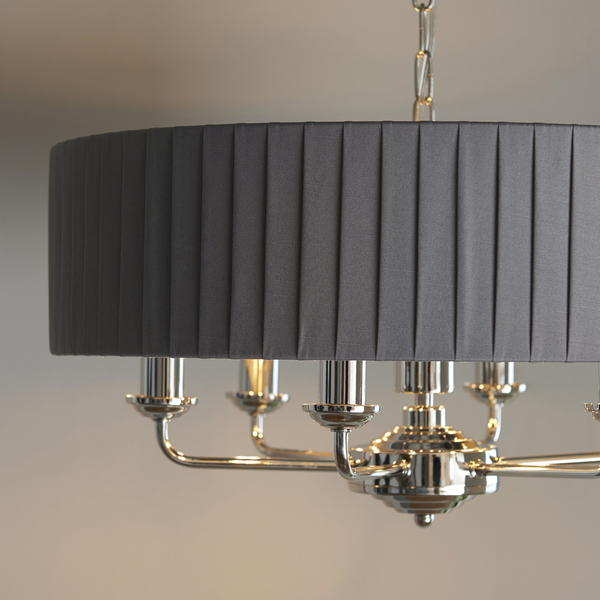 Lampa zwis Highclere 94397 Endon z plisowanym abażurem szara nikiel