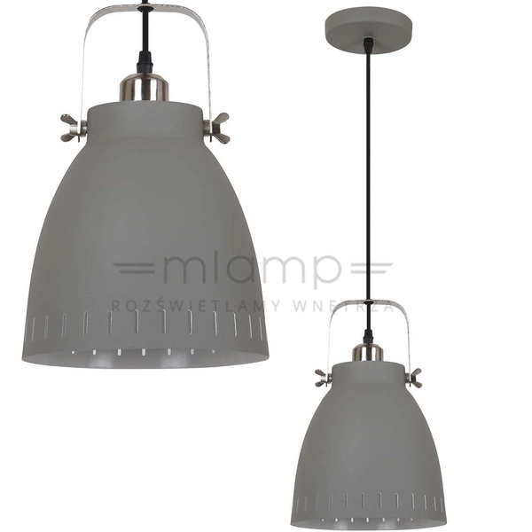 Industrialna LAMPA wisząca FRANKLIN MD-HN8026M-GR+S.NICK Italux metalowa OPRAWA zwis loft szary