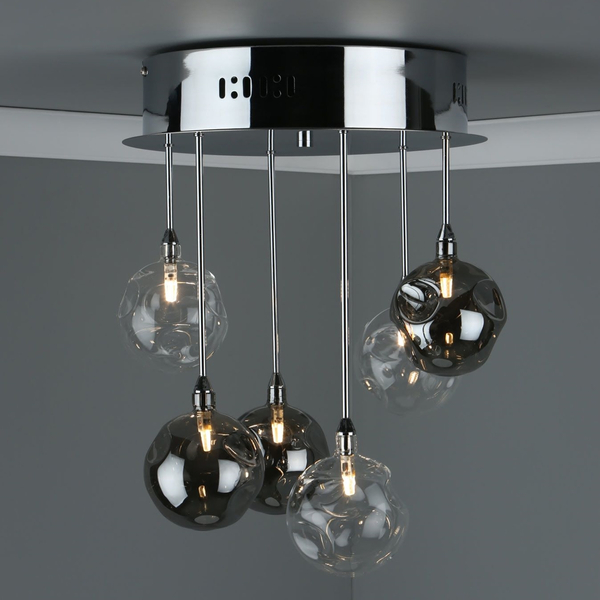 Salonowa lampa wisząca Quinn QUI0610 Dar Lighting kule szklane dymione chrom