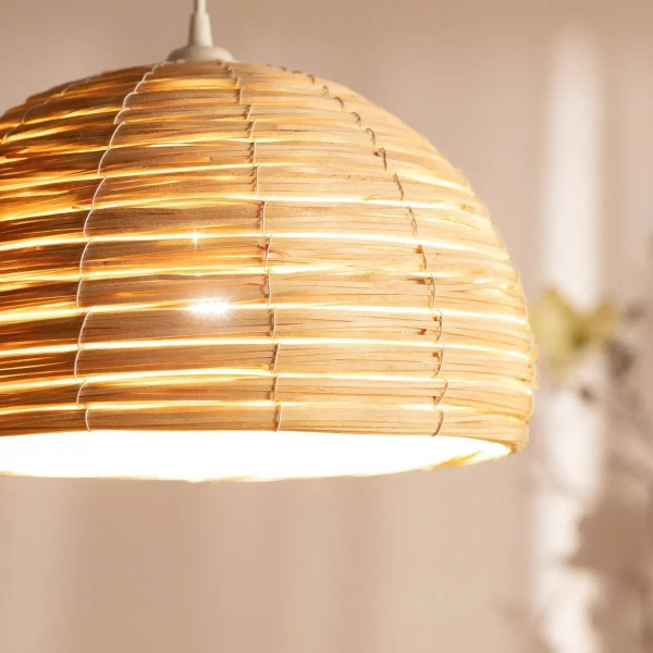 Kopułowa lampa wisząca Napoli ABR-LWB55-NP. do jadalni boho drewniana