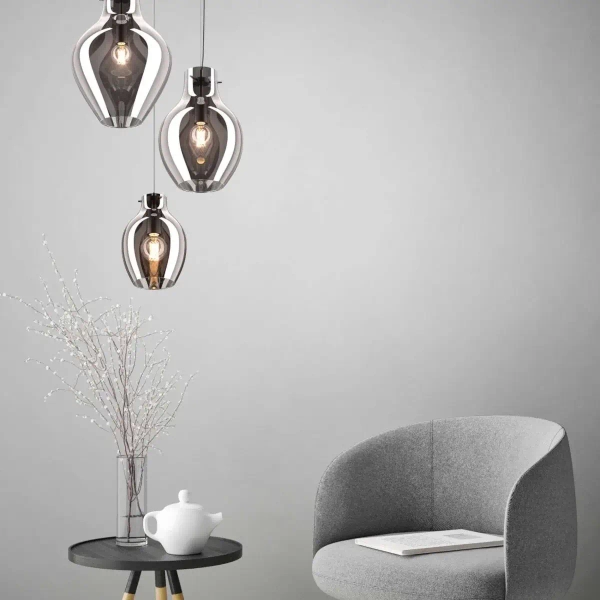 Lampa wisząca łezka BRESSO P19066A-D28 loftowa szklana chrom lustrzana