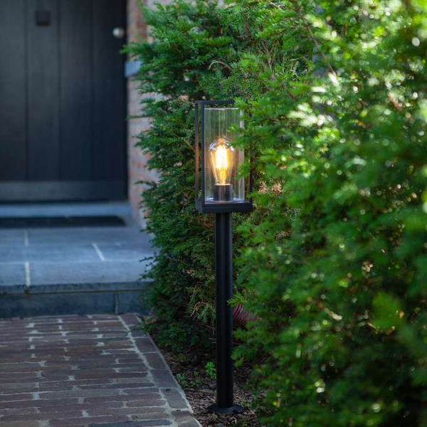 Stojąca LAMPA zewnętrzna FLAIR 7288801012 Lutec ogrodowa OPRAWA słupek outdoor IP44 czarny przezroczysty