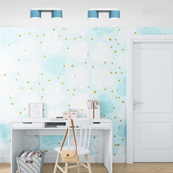 Metalowa lampa sufitowa Dixie tuby białe niebieskie