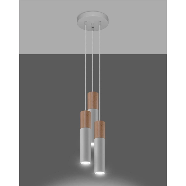 Wisząca lampa loftowa SL.1013 nad wyspę biała drewniana