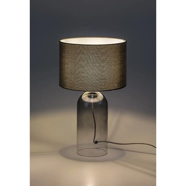 Stołowa lampa do salonu Luxin 74048 szklana dymiona tuba szary