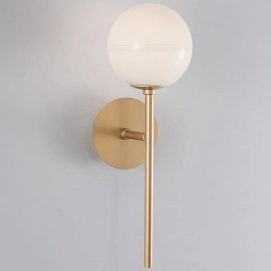 Ścienna LAMPA loft PEREZ LE41751 Luces Exclusivas okrąga OPRAWA szklany kinkiet modernistyczna kula biała złota