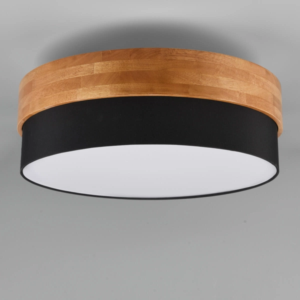 Okrągła lampa sufitowa SEASONS 611500302 Trio do sypialni czarny drewniany