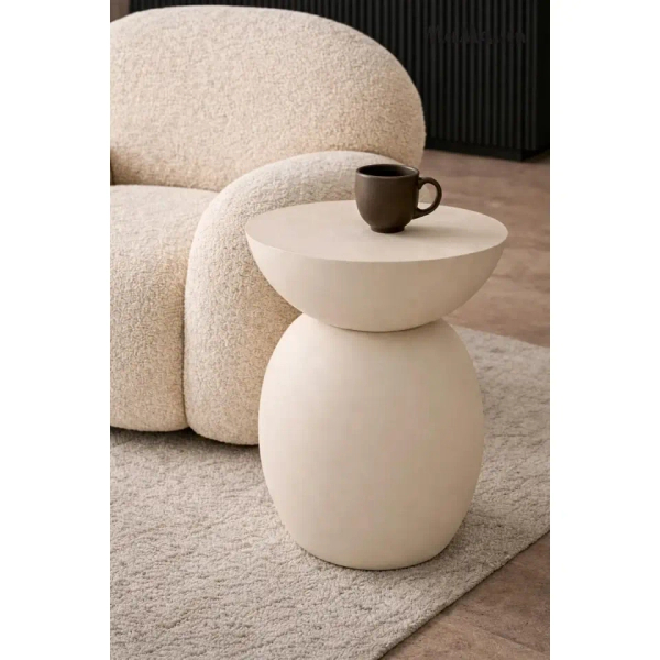 Okrągły stolik kawowy ARENE MM001501100324 beżowy z tworzywa 39cm
