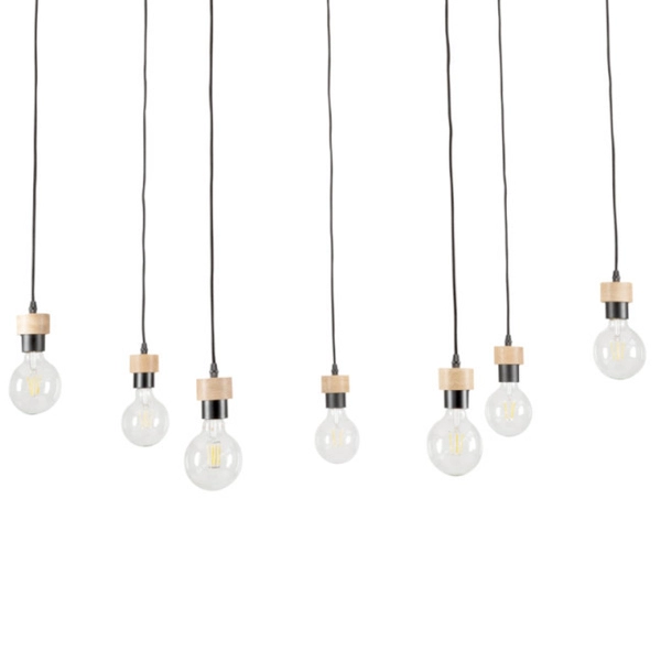 Wisząca lampa CLARTE 3491704 loftowa metalowy zwis pająk czarny drewno