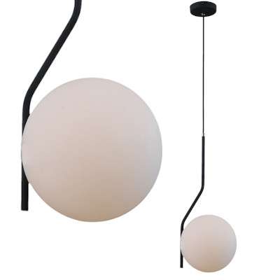 Loftowa LAMPA wisząca CARIMI PND-3300-1-BK metalowa OPRAWA szklany ZWIS kula grafitowa biała