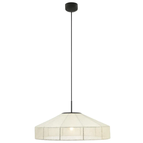 Wisząca lampa do sypialni Alia 108955 lniana abażurowa czarny beżowy