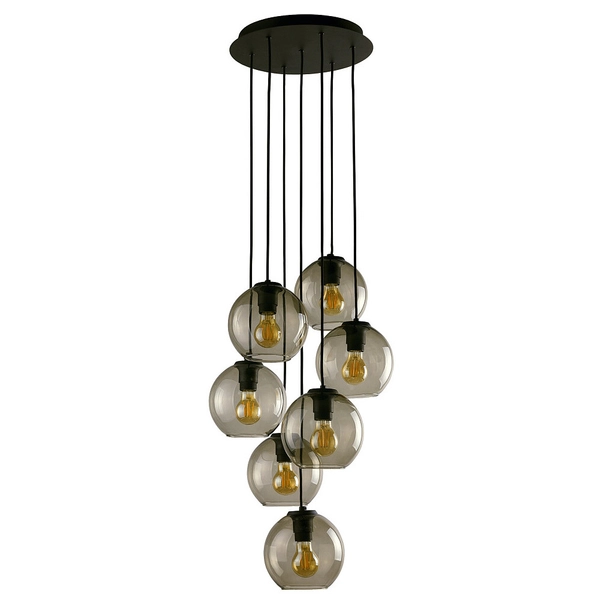 Wisząca lampa kaskada Vetro 9131 szklana do jadalni przydymiona