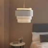 Lampa wisząca glamour L&-191532 Light& frędzle białe złota
