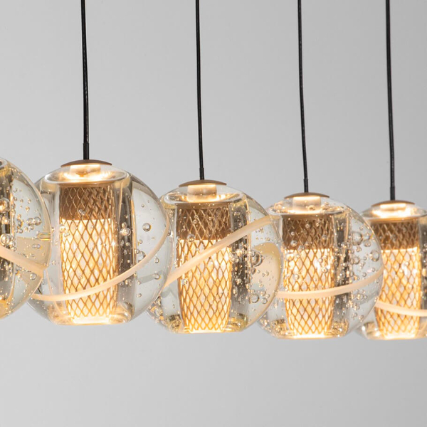Wisząca lampa na belce CUYO LE44720 LED 16W 3000K balls złota przezroczysta