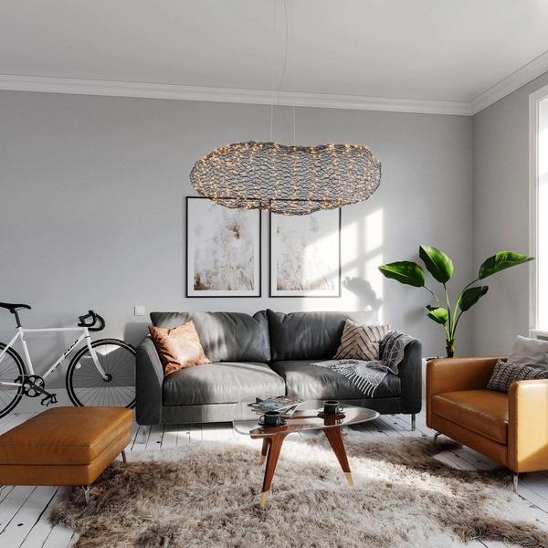 Ażurowa lampa wisząca Hayden czarny zwis LED 20W do salonu