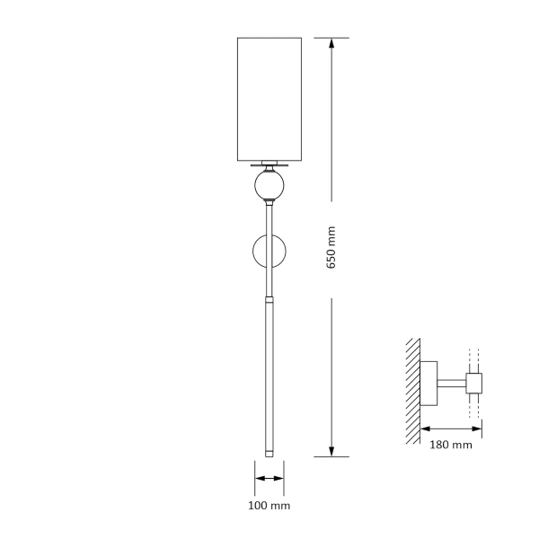 Ścienny kinkiet drewniany Natura NAT-K-1 (Z) K tuba beżowy mosiądz