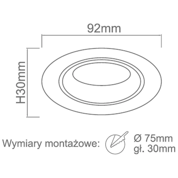 Oczko LAMPA sufitowa Foro Bianco Orlicki Design metalowa OPRAWA okrągły wpust do zabudowy biały