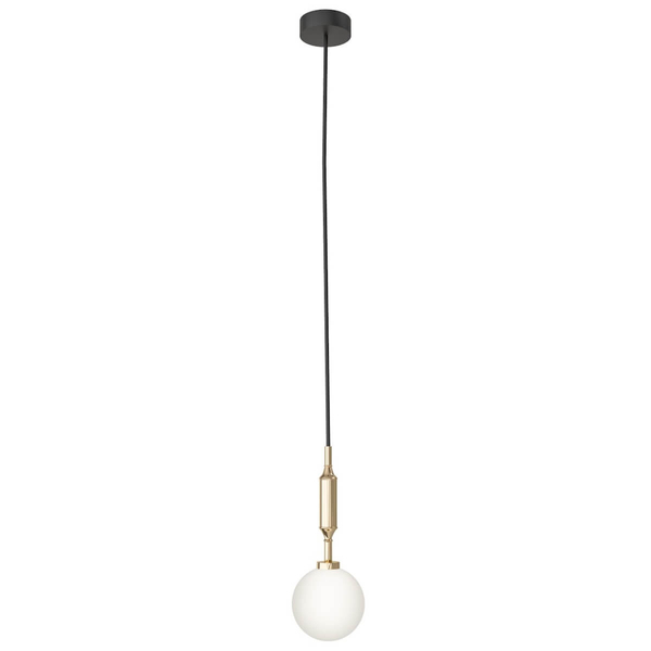 Pojedyncza lampa wisząca Eri I szklana kula ball biała złota