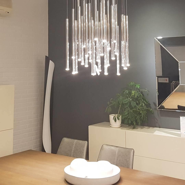 LAMPA wisząca ORGANIC P0175D Maxlight metalowa OPRAWA tuby LED 45W 3000K zwis sople chrom