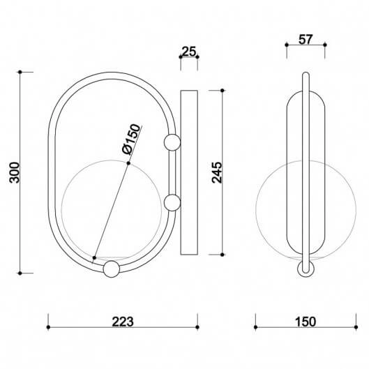 Lampa kulista ścienna Koban KOD12000 na korytarz kula ball biała czarna
