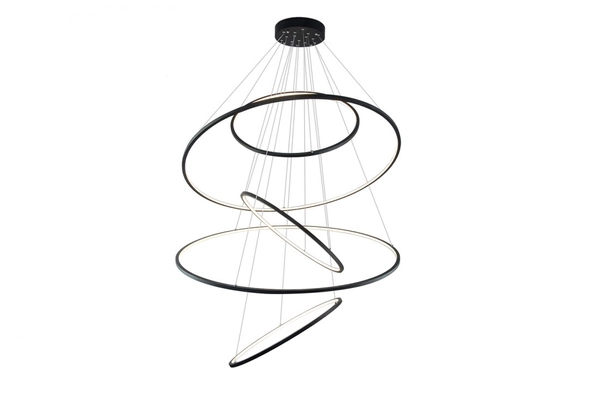 Ściemnialna lampa wisząca Wheel obręcze LED 190W 3000K czarne