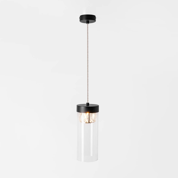 Wisząca lampa tubki GEM P0389-01D-P7AC szklana czarny przezroczysty