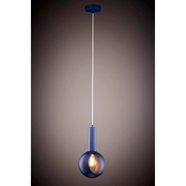 Zwisowa lampa granatowa VITRUM 1xE27 oczko do jadalni nad wyspę 41635