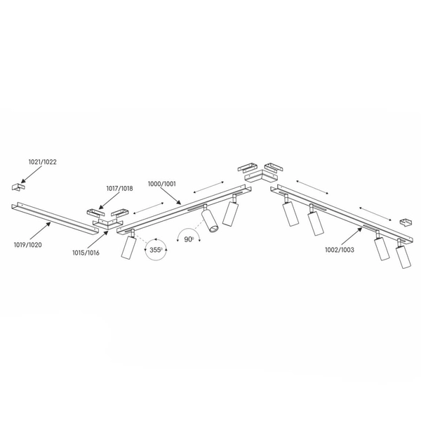 Modułowy system z lampami Pipe 1001 BROSline do kuchni biały