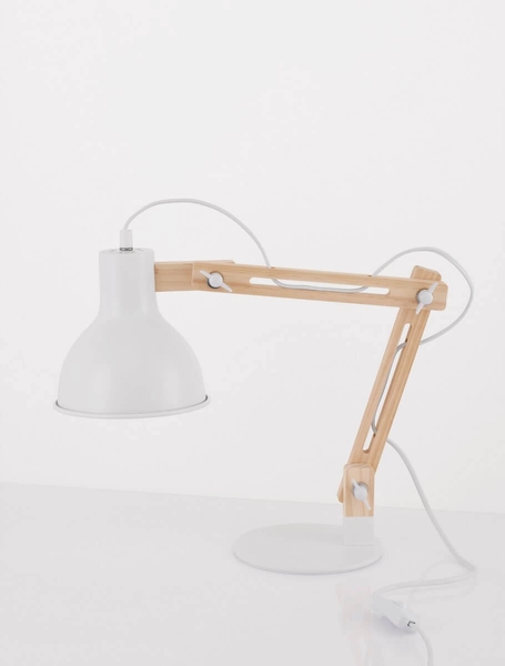 Stojąca lampa biurkowa TABASCO LE42943 ruchoma biała drewniana