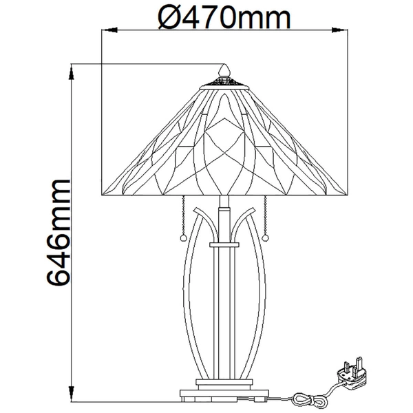 Stołowa lampka witrażowa Victory QZ-VICTORY-TL tiffany brązowa kolorowa
