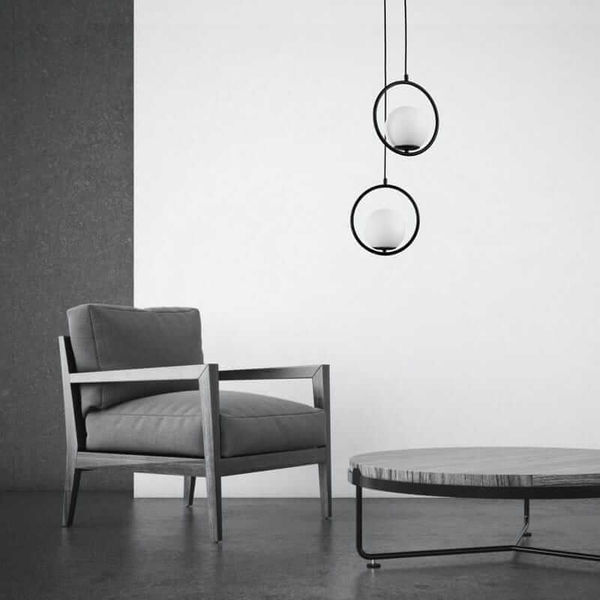 Wisząca lampa Milano ABR-LWMR-E27 Abruzzo bańka zwis czarna biała