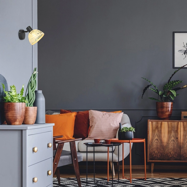 Kinkiet z włącznikiem Rattan 3133 ścienna lampa z regulacją brązowa