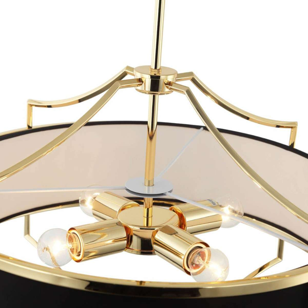 LAMPA okrągła Stesso Gold Nero M Orlicki Design wisząca OPRAWA w stylu klasycznym abażurowa czarna złota