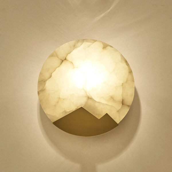 Kinkiet ścienny marmurowy MARMO ST-3961 Step okrąg księżyc złoty biały