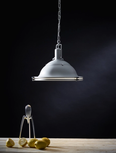 Wisząca LAMPA industrialna NAUTILIUS L 10266101 Kaspa metalowa OPRAWA na łańcuchu ZWIS okrągły biały