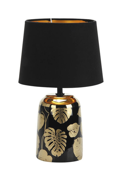 Stylowa lampa stojąca Sonal 4549 na komodę liście czarne złote
