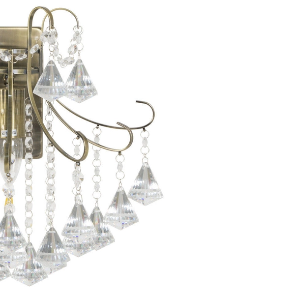 Kinkiet LAMPA glamour 6248/1 21QG+TR Elem szklana OPRAWA ścienna z kryształkami crystals mosiądz przezroczysta