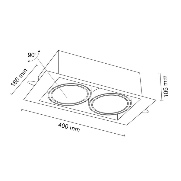 Oczko LAMPA sufitowa MUKO 3313 Shilo prostokątna OPRAWA podtynkowa do zabudowy WPUST czarny