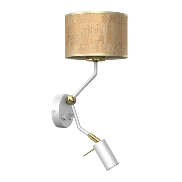 Skandynawska lampa ścienna Lino regulowana biała drewno