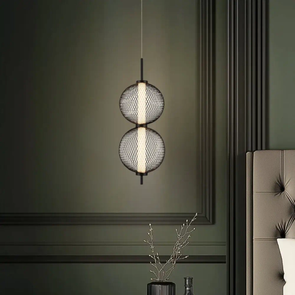 Ażurowa lampa wisząca Puma 32-35356 LED 10W 3000K kulista podwójna czarna